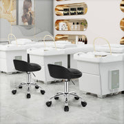 Luxe werkkruk - Op wielen - Zwart - Zadelkruk - Kapperskruk - Tabouret draaikruk - Zonder rugleuning - Ergonomisch - Kunstleer