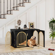 Hondenbench - Hondenkrat - Hondenkennel - Hondenhok - Voor Thuis & Binnengebruik - 3-Deurs - Zwart/Goud - 100cm