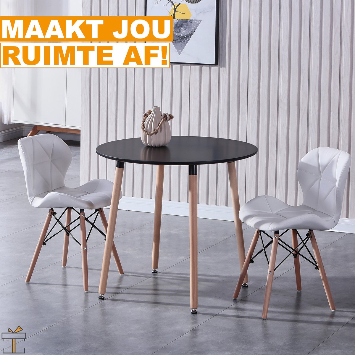 Happyment Moderne Eetkamerstoelen Wit - Set van 8 - Woonkamerstoelen - Zithoogte 38cm - Keukenstoelen - Kuipstoel