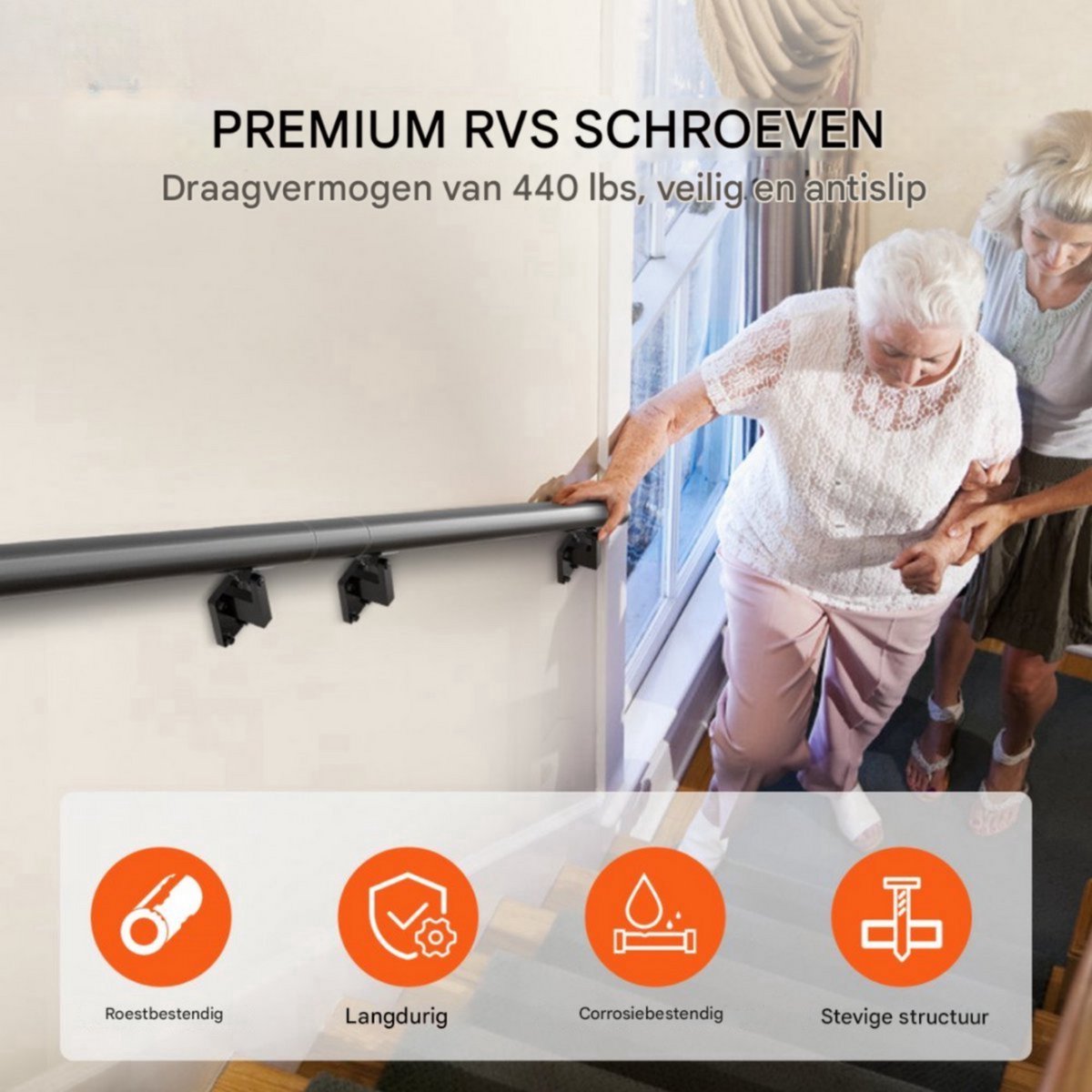 Trapleuning - Onderhoudsarme Aluminium Reling - 213 cm - 200kg Draagvermogen