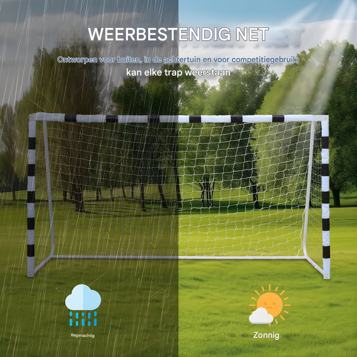 Opvouwbaar Voetbaldoel - Voetbalgoal - Voor Kinderen - Buitenspeelgoed - 305 X 201 cm - Zwart