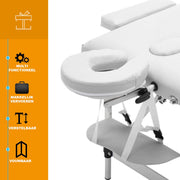 Happyment Massagetafel - Aluminium massage bed - Verstelbaar & Inklapbaar - Behandeltafel - 250KG - Wit