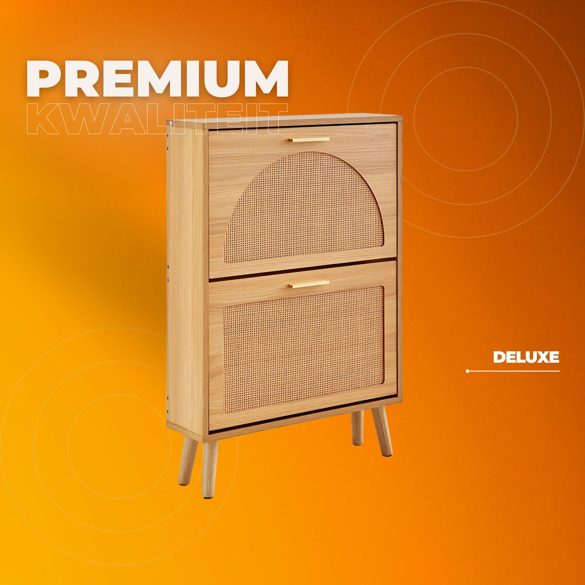 Schoenenkast met klep - 2 kleppen - Schoenenbank - Houtkleur - Kantelsysteem - Schoenenbak - 36KG