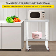 Keukentafel horeca - RVS - Werktafel met wielen - Bijzettafel verplaatsbaar - Keukeneiland