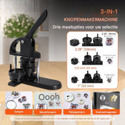 Button maker 3 in 1 - Aluminium button machine - Badge maker - Sleutelhanger - Knopenmachine - Pin - Handmatige buttonmaker pers 25, 32 en 58mm