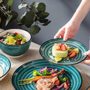 Monarch Bordenset – Dinerborden – 6 persoons – 24 delig – Groen Keramisch – Breakfast Plates – Luxe design