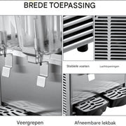 Proffesionele Drankdispenser RVS - Sapdispenser- met kraantje - 2 Tanks van 12L - Professioneel Koelelement