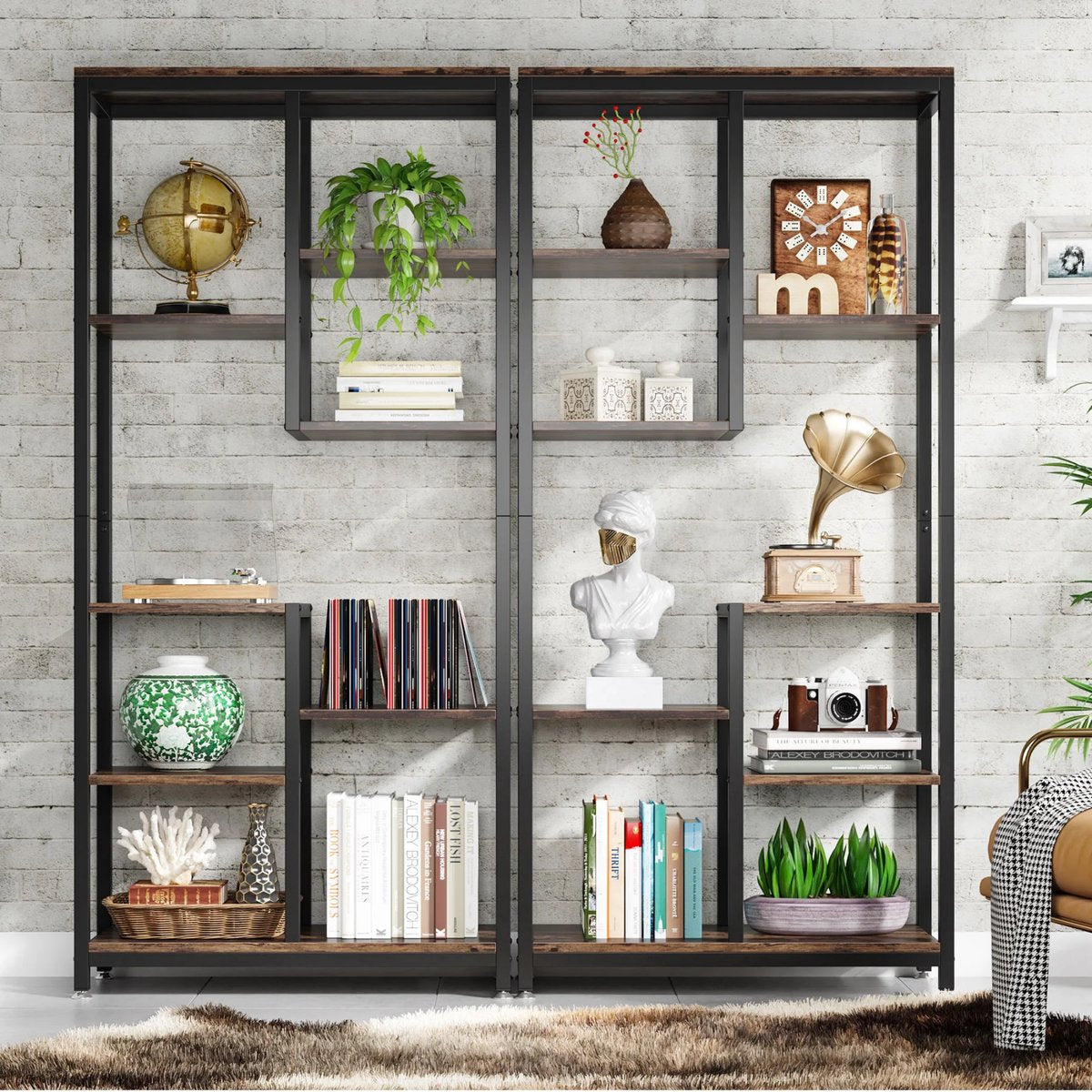 Vintage Boekenkast Browny - 80 × 30 × 176 cm - Boekenrek Opbergrek - Stellingkast - Geschikt voor Woonkamer, Kantoor of Slaapkamer
