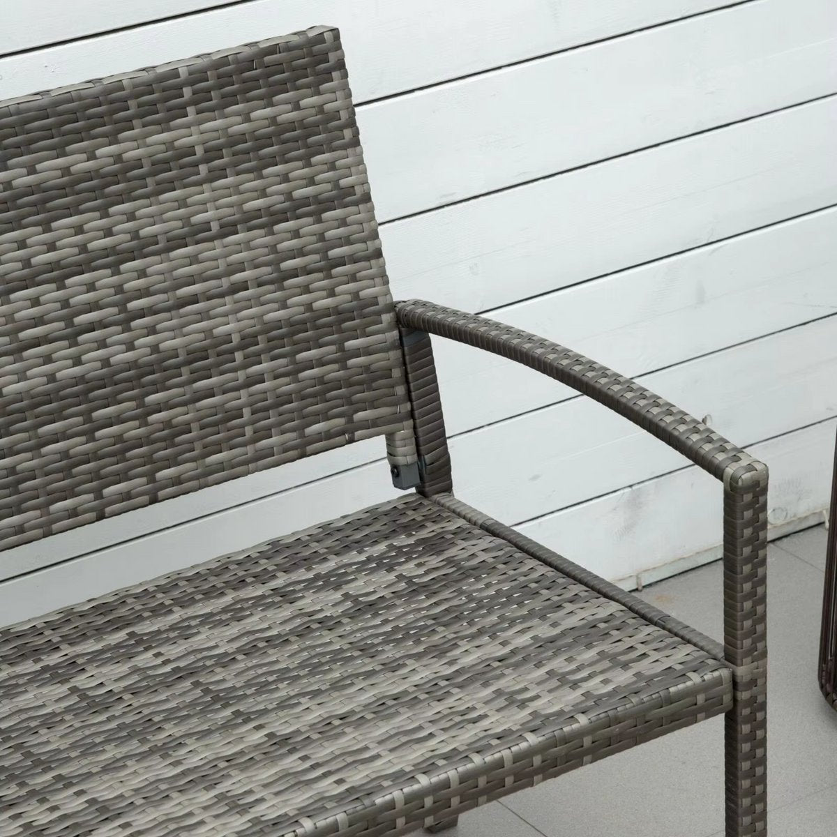 Tuin bank Vaylen - Twee zits bankje - Voor Buiten & Veranda - All-Weather PU-Rieten Design met Stalen Frame - Lichtgewicht en Eenvoudige Montage - Tuinmeubilair - Grijs