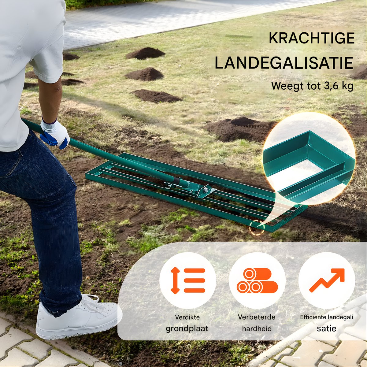 Gazonrakel - Nivellering hark - Gazonhark – Voor Tuin, Golf & Boerderij – 25,4 × 121,92 cm