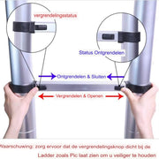 Aluminium Telescopische Ladder Zyren - 380CM - Vouwladder met Antislipvoeten - Multifunctionele Verlenging - Rechte Ladder voor Loft