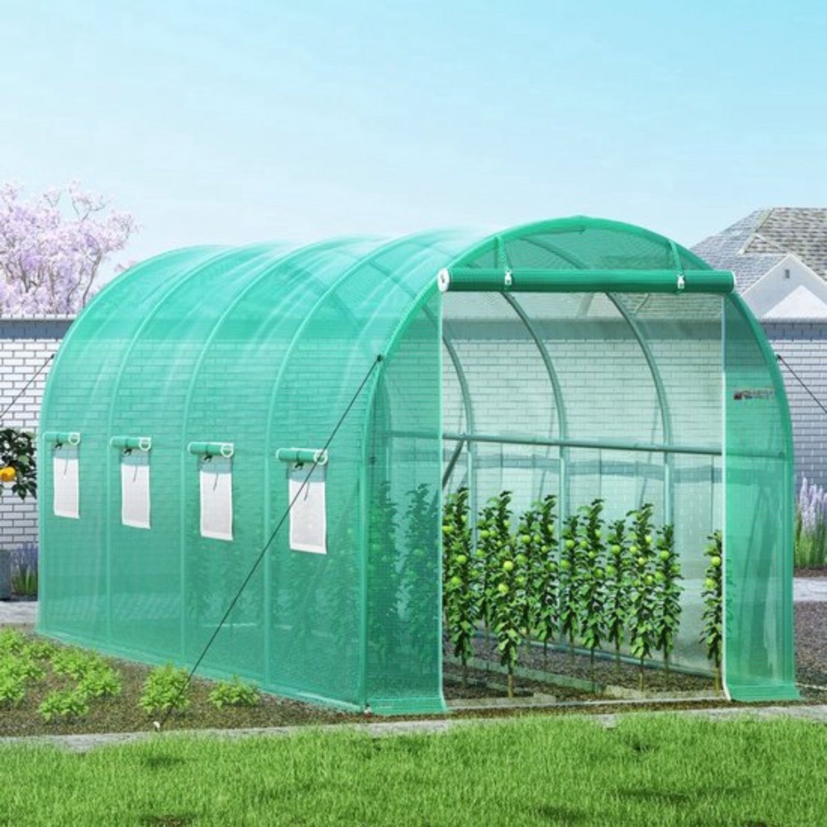 Tuinkas - Inlooptunnelkas Groen - 5x2x2 m - Met Gegalvaniseerd Waterdicht Frame