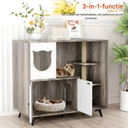 Grote Verborgen Kattenbakmeubilair Tavien - 3-Laags Planken met Kattenbakvanger - Kattenbakkast 100x92x50 cm voor de Woonkamer