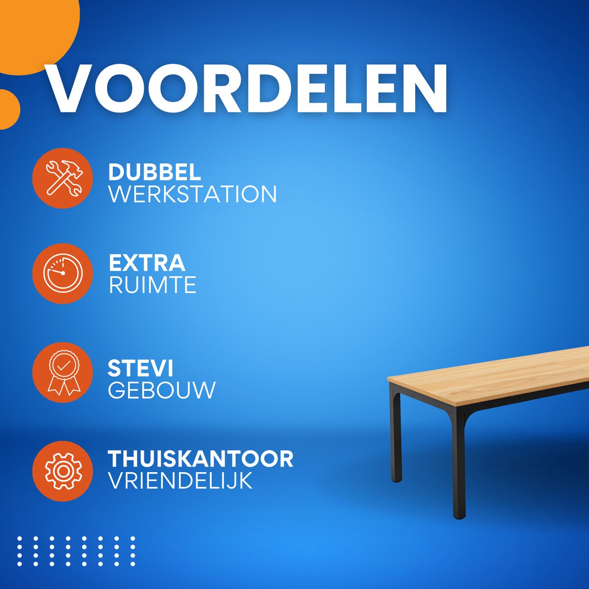 Computerbureau Milano - Voor 2 Personen - 200cm - Naturel - Voor thuis of werk - Hout en metaal