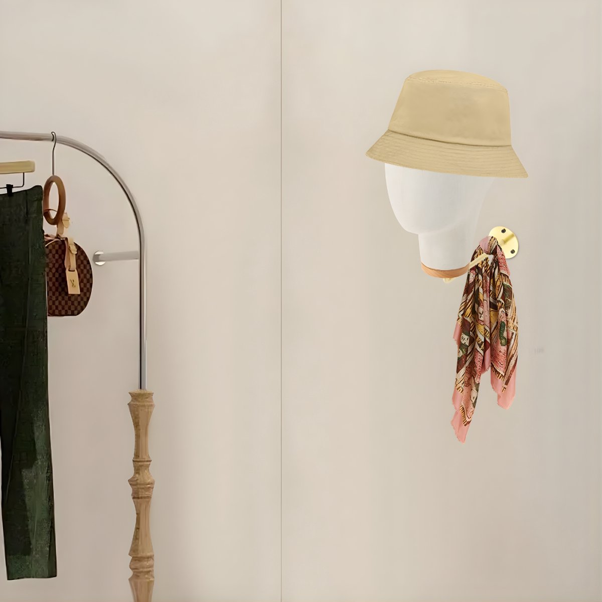 Mannequin Hoofd - Voor het tonen van pruiken en hoeden - Muurbevestiging - Voor winkels of thuis - Off-white