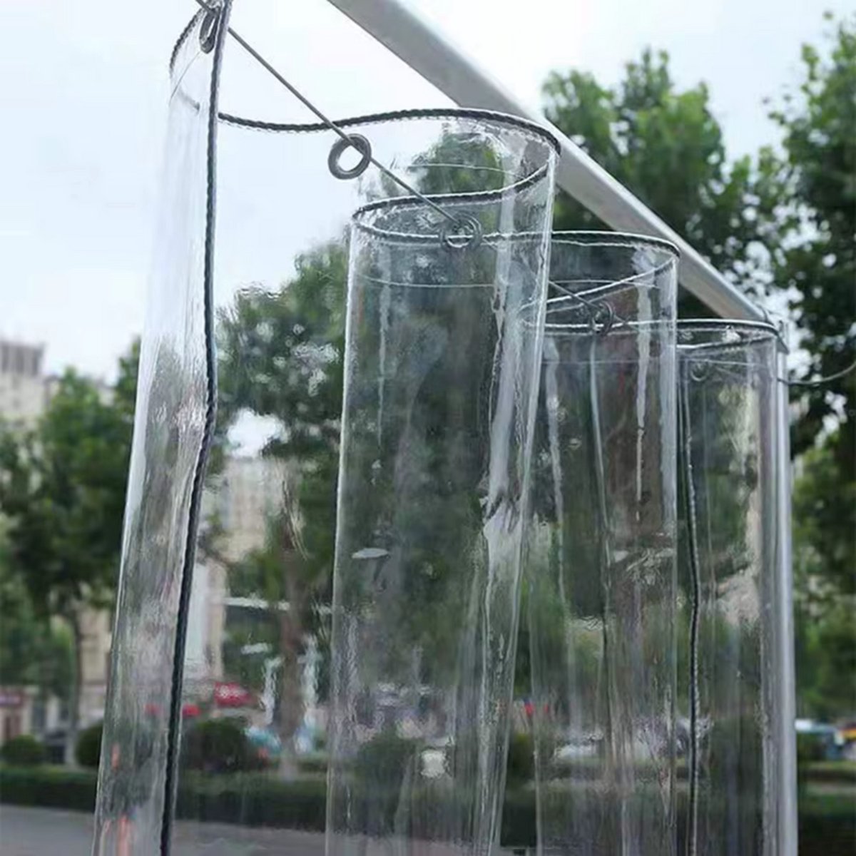 Transparant PVC-zeildoek - Waterdicht - Met oogjes - Weerbestendig - Zeil voor tuinmeubels of veranda - 200x500cm