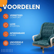 Bureaustoel kussen Tavien - Rugkussen - Ergonomisch - Universeel - Donkergroen