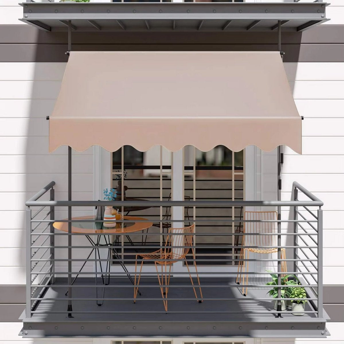 Zonneluifel - 300cm - Ook als balkonluifel - Terras - Knikarmscherm zonnescherm - Uitschuifbaar - PU Coating - In Hoogte Verstelbaar - Beige