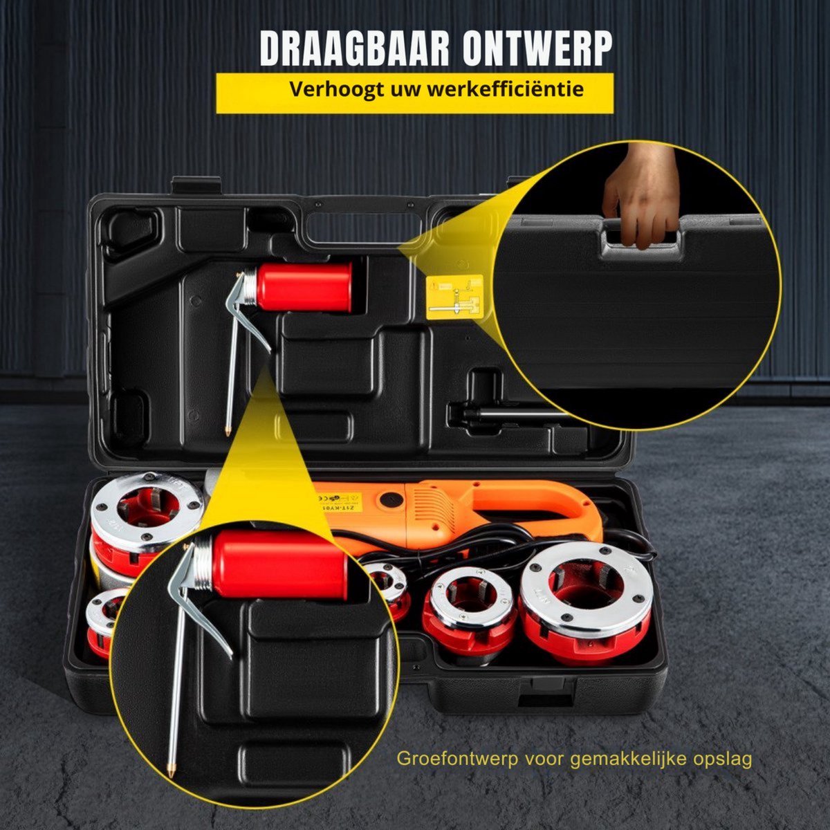 Pijpinrijger PRO - 1/2" tot 1,5" - Handmatig Draadsnijder - Bouwgereedschap