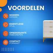 Nachtkastje - Bijzettafel - Voor slaapkamer - met opbergruimte - Wit - 65,5 cm hoog × 50 cm breed × 40 cm diep