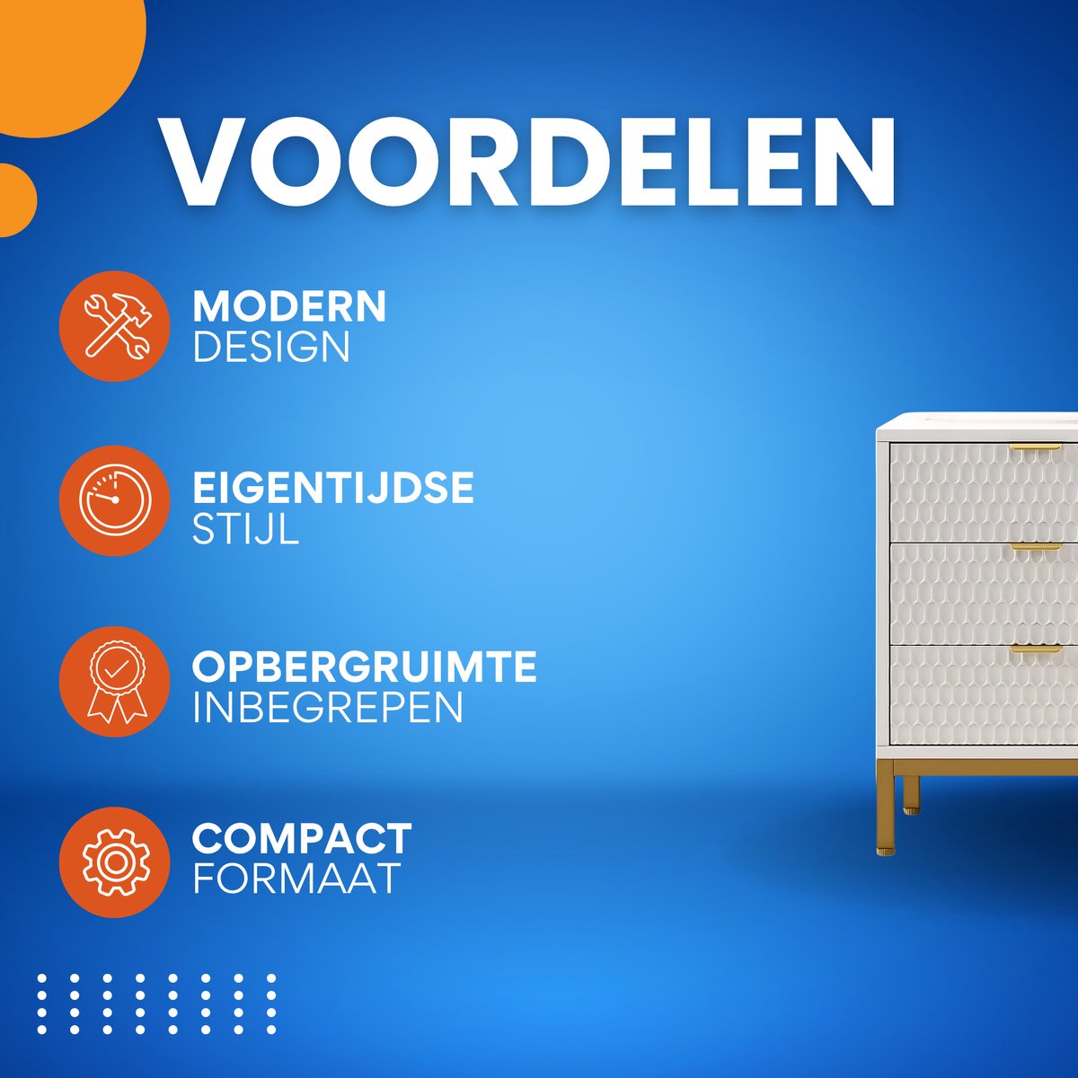 Nachtkastje - Bijzettafel - Voor slaapkamer - met opbergruimte - Wit - 65,5 cm hoog × 50 cm breed × 40 cm diep