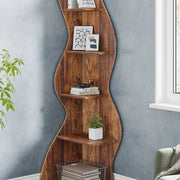 5-laags Hoek Boekenkast - Boekenplank - Wandplank - Boekenrek - Donker kaki