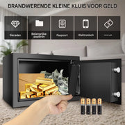 Luxe kluis Vaylen - Brandwerende Waterdichte Veiligheidskluis - 2 Handmatige Override Sleutels - Veiligheidsbox met Dubbel Digitaal Toetsenbord en Sleutel