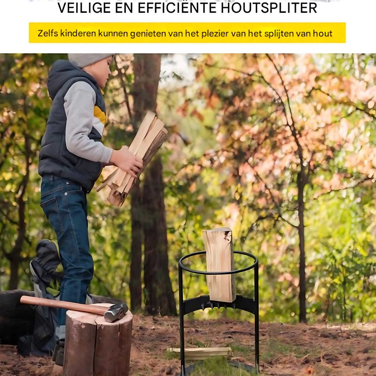 Houtklover 3KG - Houtkliever - Houtsplijter - Kloofwig - Brandhoutsplijter - Handmatig - Met bovenring & rubberen strip