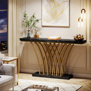 Consoletafel Luxery - 150cm - Sidetafel - Wandtafel - Haltafel - Zwart - Marmerlook - Voor Hal of woonkamer of Gang