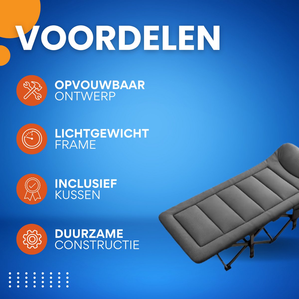 Opvouwbare Stretcher - Voor buiten, tuin, kamperen, terras & zwembad - Draagbaar - Veldbed - Comfortabel zonnebed loungestoel - Lichtgewicht aluminium frame