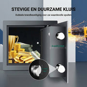 Brandwerende Waterdichte Veiligheidskluis Zyren - 2 Handmatige Override Sleutels - Veiligheidsbox met Dubbel Digitaal Toetsenbord en Sleutel