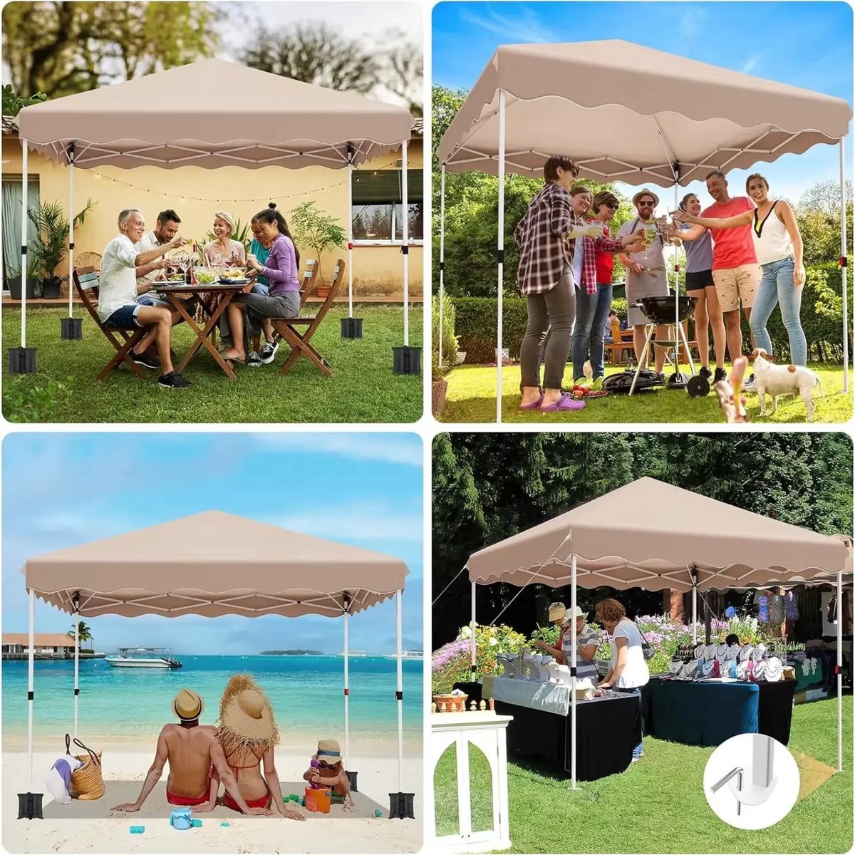 Gazebo Fioren - Pergola - Paviljoen - Partytent - Strandtent - Voor Terras, Feest en Achtertuin - 3x3m - Beige