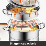Happyment Stoompan - Voedselstomer - Groentestomer - Couscous Pan - Multisteamer - Stoomkoker - 5 Laags