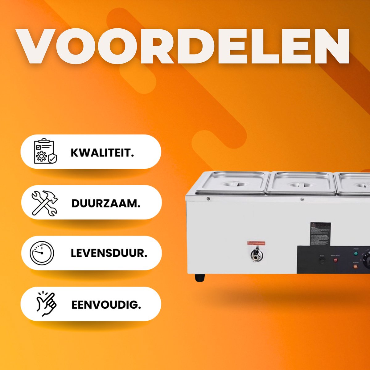 Buffetverwarmer - Chafing dish 3 x 8,8 liter - warmhoudschalen - Elektrisch voedselverwarmer - RVS - 1500W - Buffetbakken - Incl. Deksels & Aftapkraan - Horeca