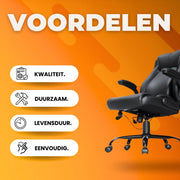 Luxe bureaustoel - Directiestoel - Bureau stoel PU leer - Voor volwassenen - Zwart - Verstelbaar - Tot 150kg Draagkracht
