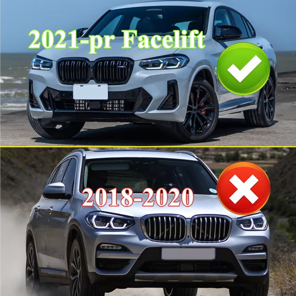 Voorbumper - Voor BMW X3/X4 G01/G02 2022-2023 - Auto accessoires - Niergrille - Diamant stijl - Gloss Zwart