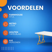Eettafel - Keukentafel - Eetkamertafel - Voor 4-6 personen - Wit