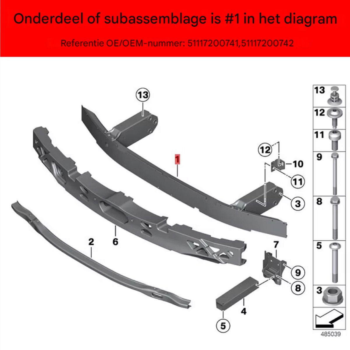 Voorbumper Versterkingsbalk - Zilver - Voor BMW 5 Serie F07 Gran Turismo (2009-2017) - Auto Accessoires