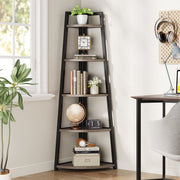 Hoekkast Xaviero - Vakkenkast 180cm - Boekenrek Hoekmeubel - Opbergrek 5 Lagen - Donkergrijs