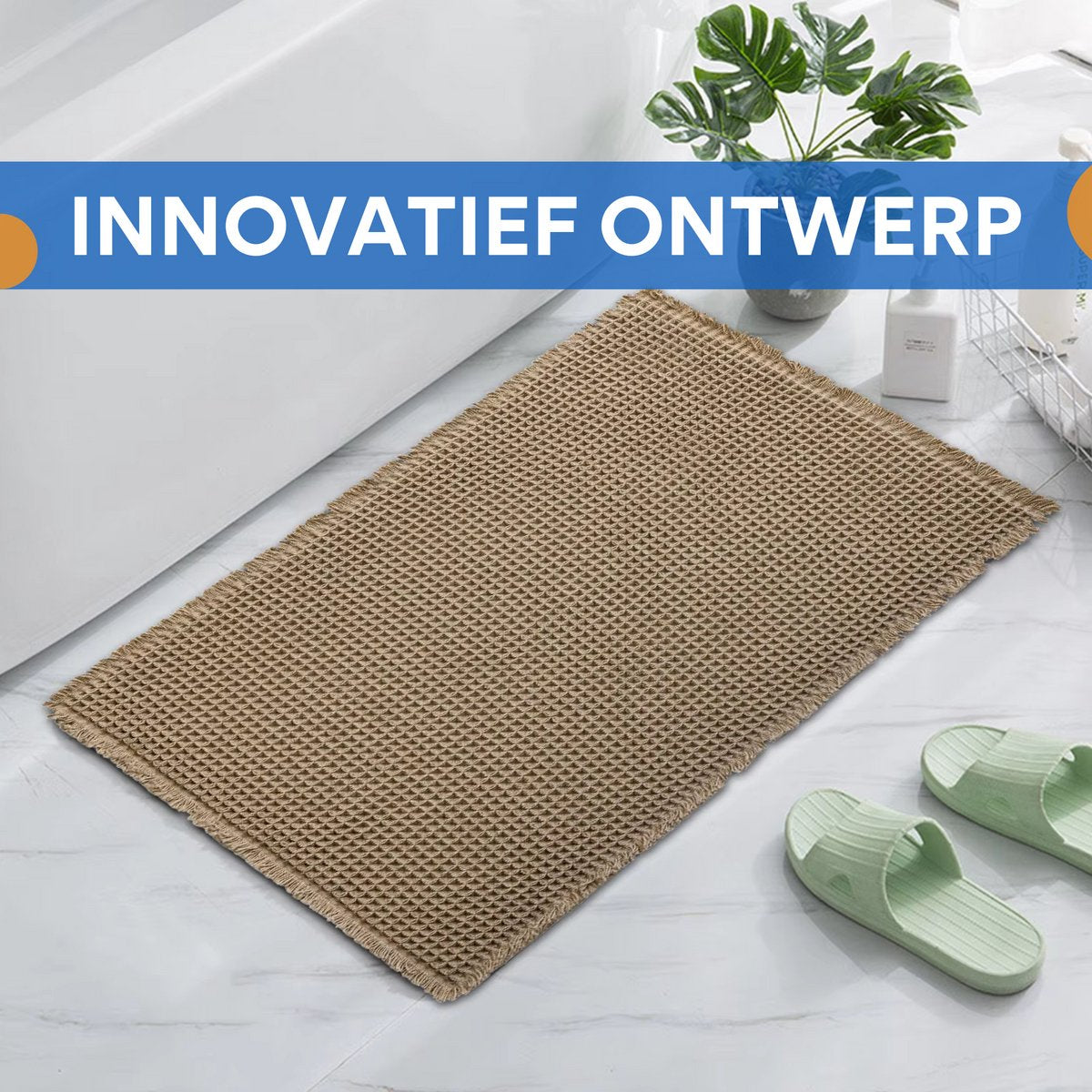 Badmat voor badkamer - Douchemat - Beige - 50x80cm - Absorberend & antislip - Boho stijl