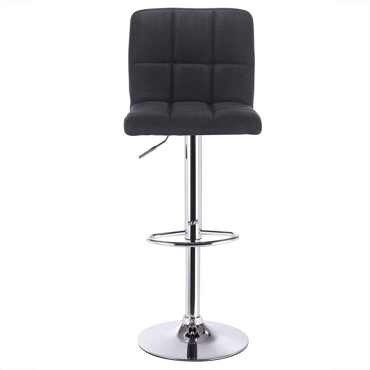 Barkruk - Zwart - Linnen - Verstelbaar - Industrial stijl - Set van 1