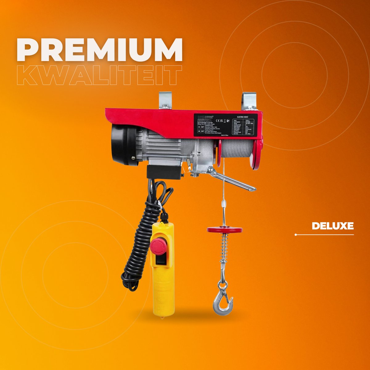 Elektrische Lier PRO - Met afstandsbediening - Takel - Kabeltakel - Hijskraan - 125-250KG - Garage lier - 12m hefhoogte