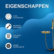 Badkraan - Met waterval - Voor badkamers - Luxe uitstraling met warm/koudfunctie - Goud