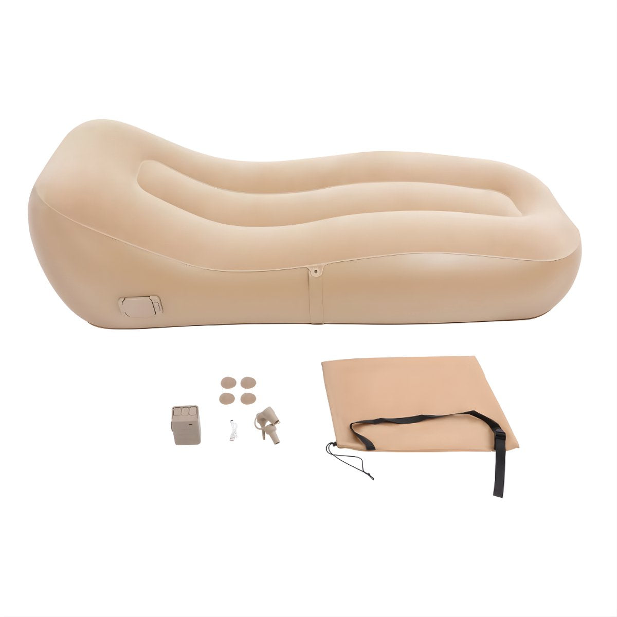 Opblaasbare bank - Camping ligbed - Voor campinggebruik - Comfortabele, opblaasbare bank en luchtbed - Khaki