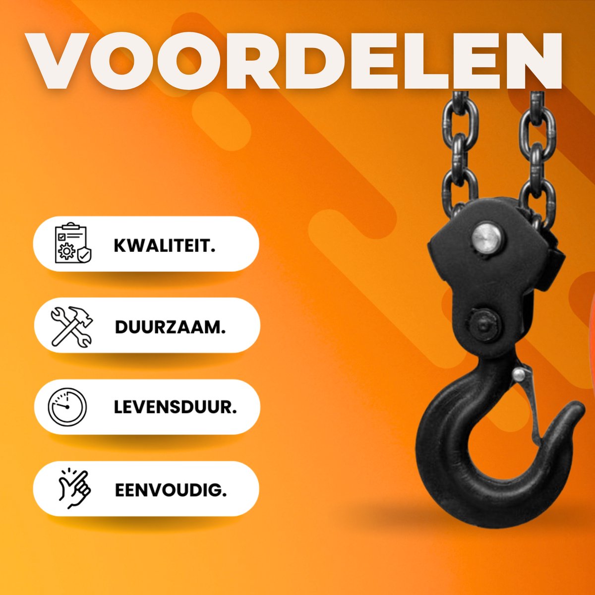 Katrolblok - 2 ton - Handmatige Rateltakel - Takel - Lier - Kettingtakel - 2000KG - 2,8m - 360° Draaibaar