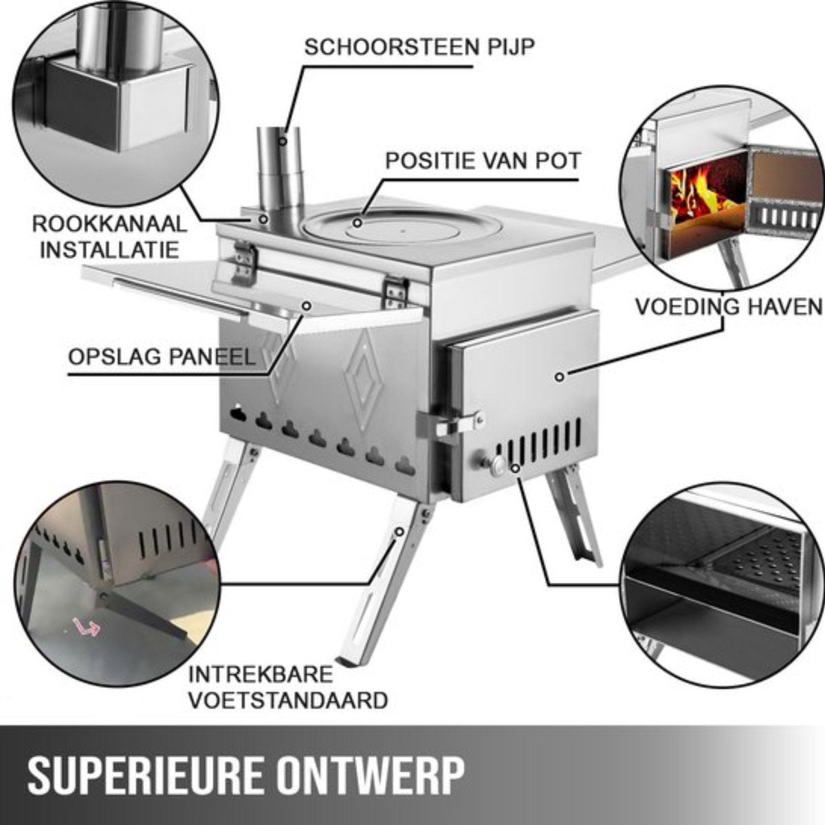 Luxe tentkachel - Houtkachel - Terrashaard - Voor buiten gebruik