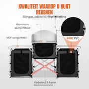 Opvouwbare campingkeuken - Opvouwkeuken - Met BBQ plaats - Inclusief opbergtas - Zwart