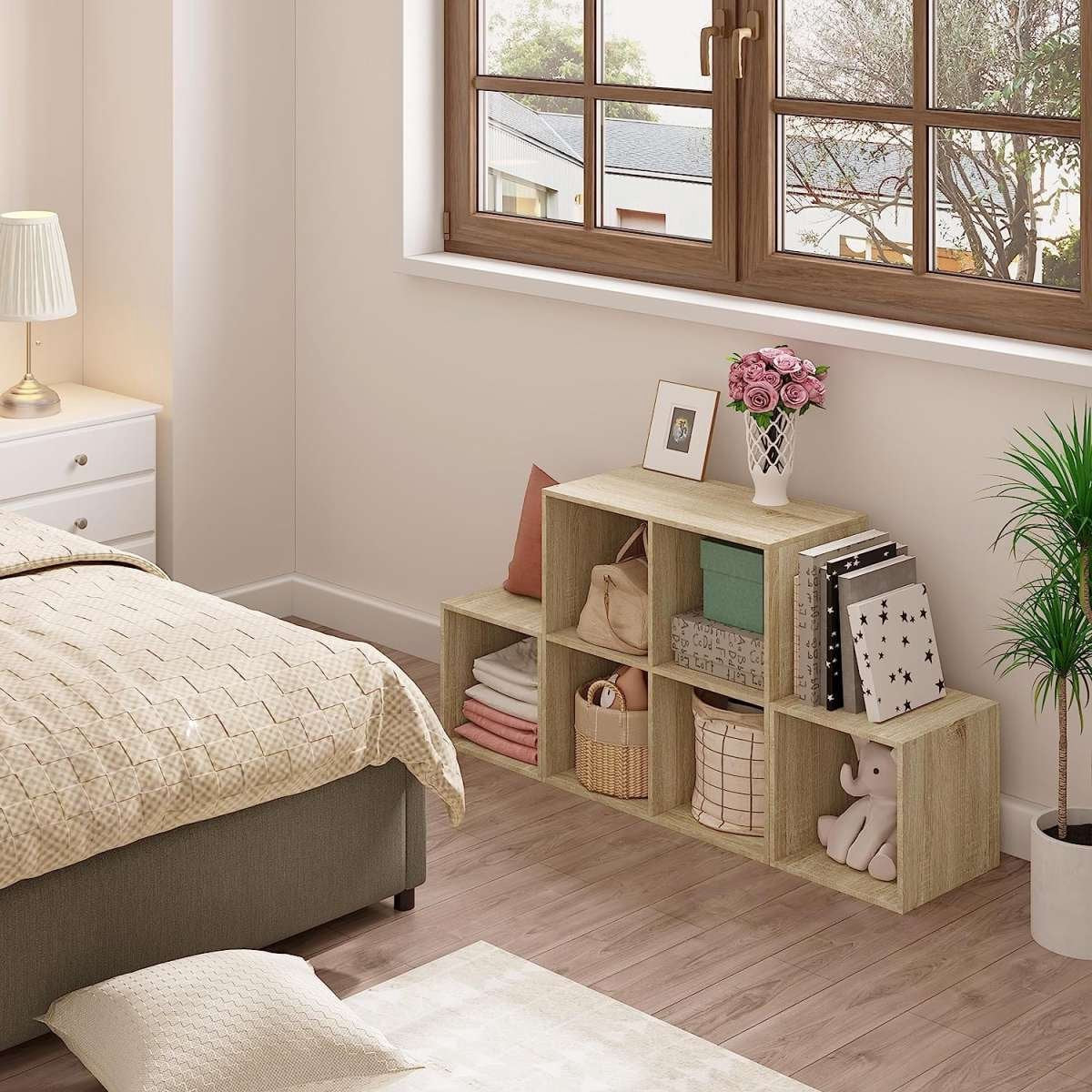 Happyment Luxe Boekenkast Fada- 6 Vakken - Oak - Boekenkast - Boekenrek - Woonkamer, slaapkamer en kinderkamer - Hout - 90x90x30cm