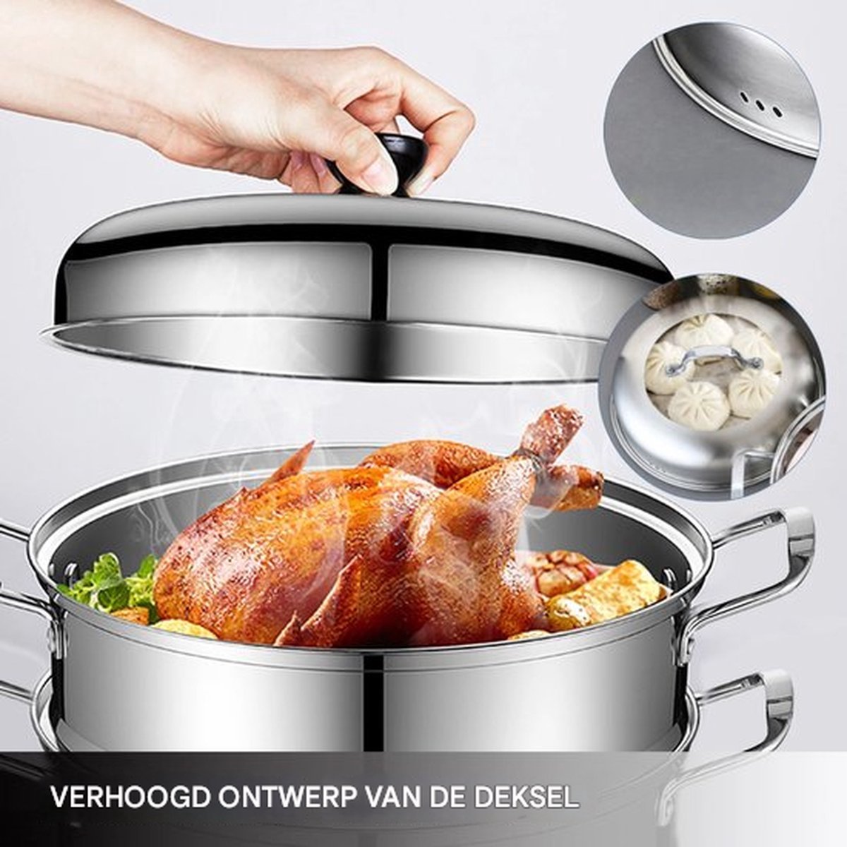Multifunctionele Stoompannen - Steamer - Voorraad pot - Gestoomde gerechten - 5 lagen - 28 cm