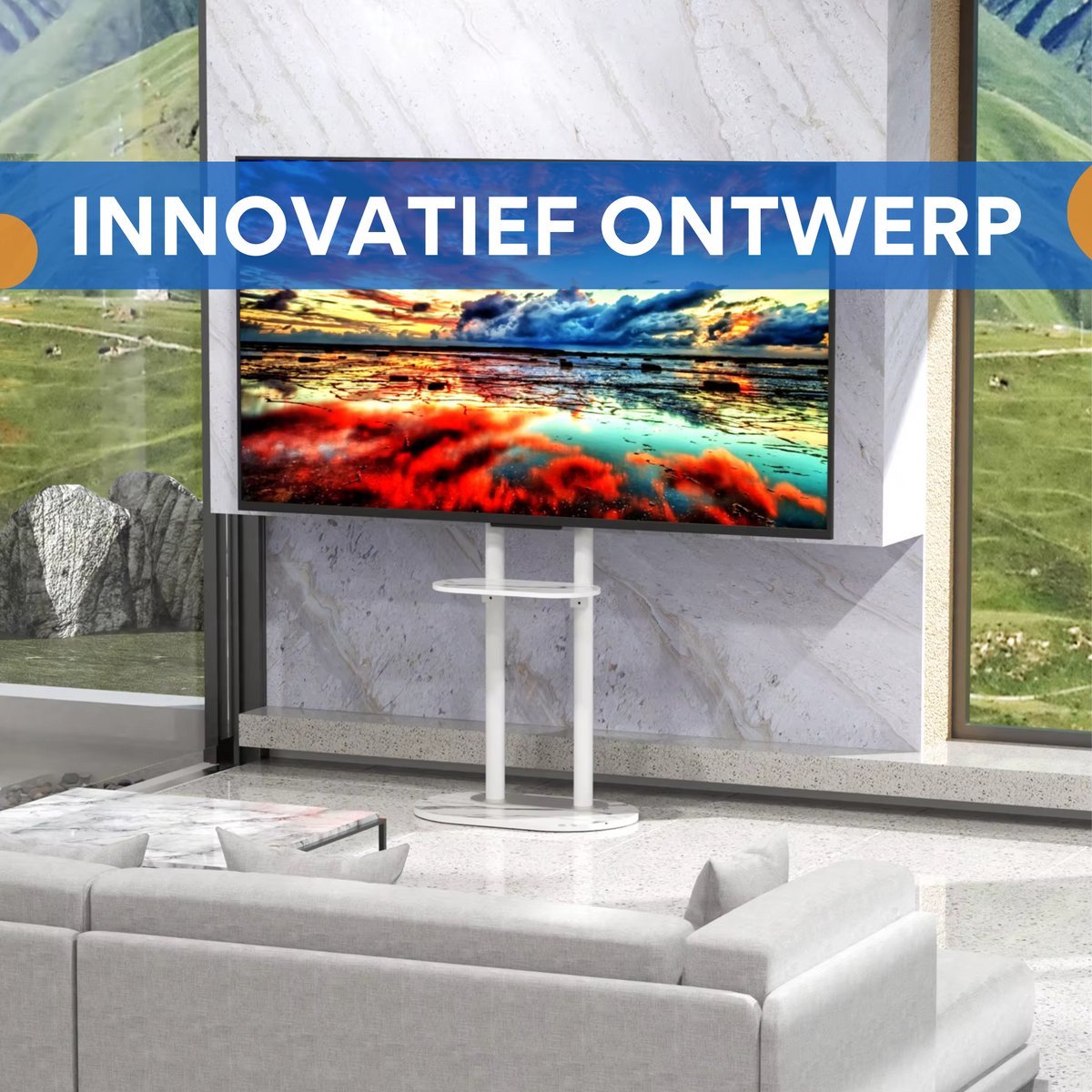 TV vloerstandaard Luxe Opulence - 40-75 inch - Wit - Standaard beugel - Staand - Robuust - In hoogte verstelbaar - 40KG